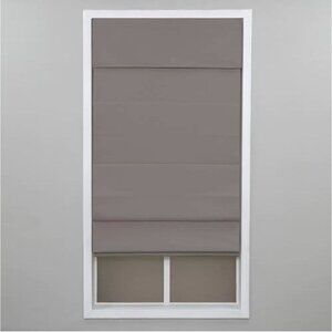 Real Simple Gray Cordless Blackout Energy-Efficient Cotton Roman Shade 32 in. W